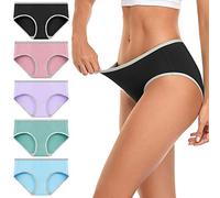 wirarpa Ladies Cotton Stretch Knickers Low Rise Underwear for Women Soft Brief Panties Multipack