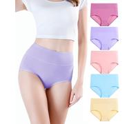 wirarpa Ladies Knickers Cotton Full Briefs High Waisted Underwear Panties for Women 5 Pack Size M