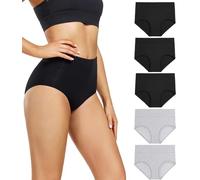 wirarpa Ladies Knickers High Waisted Underwear Cotton Panties 5 Pack | C Section Recovery, Full Briefs, Postpartum Underwear