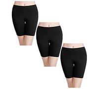 wirarpa Ladies Safety Boxer Shorts Cotton Anti Chafing Underwear 3 Pack Women's Boy Shorts Leggings for Under Dresses Black Size M