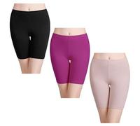 wirarpa Ladies Safety Boxer Shorts Cotton Anti Chafing Underwear 3 Pack Women's Boy Shorts Leggings for Under Dresses Multicolored Size L