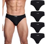 wirarpa Men's Black Modal Briefs Underwear Super Soft Microfibre Underpants No Front Slips Covered Waistband 4 Pack Medium