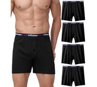 wirarpa Men's Boxers Loose Fit Underwear Boxer Shorts 4 Pack Black Size L