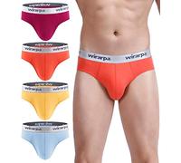 wirarpa Mens Briefs Underpants Cotton Soft Wide Waistband Underwear Basic No Fly 4 Pack Size L