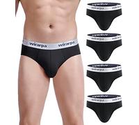 wirarpa Mens Briefs Underpants Cotton Soft Wide Waistband Underwear Basic No Fly 4 Pack Size M, Black