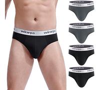 wirarpa Mens Briefs Underpants Cotton Soft Wide Waistband Underwear Basic No Fly Black Grey Size L