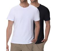 wirarpa Men's Cotton Crew Neck T Shirts Basic Short Sleeve Casual Tees Soft Everyday Undershirt Tops 2 Pack Black White Size S