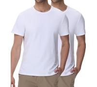wirarpa Men's Cotton Crew Neck T Shirts Basic Short Sleeve Casual Tees Soft Everyday Undershirt Tops 2 Pack White Size S