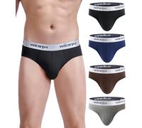 wirarpa Mens Cotton Stretch Briefs Underwear Stay Up Wide Waistband Slips Underpants No Fly 4 Pack, Black, Navy Blue, Brown, Heather Grey-4 Pack, M: waist 32-34, 81cm-86cm