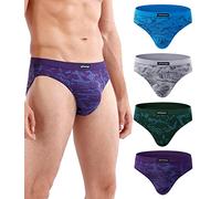 wirarpa Men's Modal Briefs Underwear Super Soft Microfibre Underpants No Front Slips Covered Waistband Multicolor 4 Pack Medium