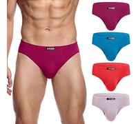 wirarpa Men's Modal Briefs Underwear Super Soft Microfibre Underpants No Front Slips Covered Waistband 4 Pack Large