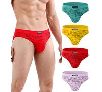 wirarpa Men's Modal Briefs Underwear Super Soft Microfibre Underpants No Front Slips Covered Waistband Multicolored 4 Pack Small