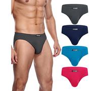 wirarpa Men's Modal Briefs Underwear Super Soft Microfibre Underpants No Front Slips Covered Waistband 4 Pack Medium