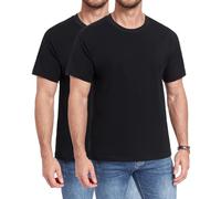 wirarpa Men's T Shirts 100% Cotton Midweight Tees Short Sleeve Undershirts Casual Tshirt Tops 2 Pack Black Size M