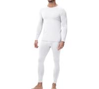 wirarpa Men's Thermal Underwear Set Cotton Warm Base Layer Lightweight Long Sleeve Top & Pyjama Bottoms White Size XL