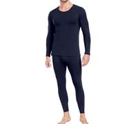 wirarpa Men's Thermal Underwear Set Cotton Warm Base Layer Lightweight Long Sleeve Top & Pyjama Bottoms Navy Size S
