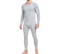 wirarpa Men's Thermal Underwear Set Cotton Warm Base Layer Lightweight Long Sleeve Top & Pyjama Bottoms Heather Gray Size L