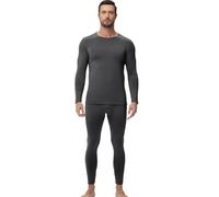 wirarpa Men's Thermal Underwear Set Fleece Lined Base Layer Long Sleeve Top & Bottom for Winter Warmth Dark Grey Size S
