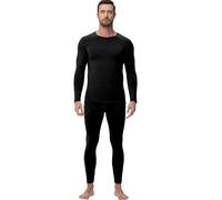 wirarpa Men's Thermal Underwear Set Long Johns Top & Bottom Black XL
