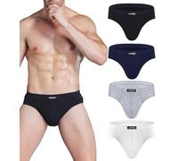 wirarpa Men's Underwear Briefs Cotton 4 Pack Gents Classic Slips Soft Waistband Underpants Black Dark Blue Light Grey White S