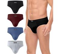 wirarpa Men's Underwear Briefs Cotton Stretch Underpants Covered Waistband Pants No Fly 4 Pack Black Red Blue Heather Grey Large