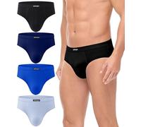 wirarpa Men's Underwear Briefs Cotton Stretch Underpants Covered Waistband Pants No Fly 4 Pack Black Dark Blue Dazzling Blue Skyway X-Large