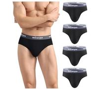 wirarpa Men's Underwear Briefs Modal Underpants Soft Wide Waistband Underwear Basic No Fly 4 Pack Black Large