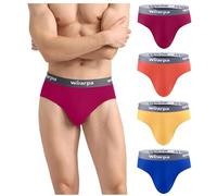 wirarpa Men's Underwear Briefs Modal Underpants Soft Wide Waistband Underwear Basic No Fly 4 Pack Red Orange Yellow Blue X-Large