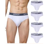 wirarpa Men's Underwear Briefs Modal Underpants Soft Wide Waistband Underwear Basic No Fly 4 Pack White Medium