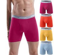 wirarpa Men's Underwear Trunks Cotton Stretch Boxer Shorts Open Fly Tagless Underpants for Men Regular Leg 4 Pack Multicoloured Size S