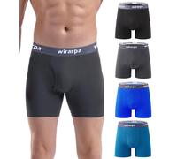 wirarpa Men's Underwear Trunks Cotton Stretch Boxer Shorts Open Fly Tagless Underpants for Men Regular Leg 4 Pack Black Blue Teal Grey Size 3XL