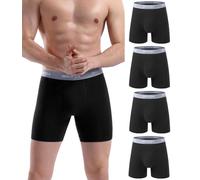 wirarpa Men's Underwear Trunks Cotton Stretch Boxer Shorts Open Fly Tagless Underpants for Men Regular Leg 4 Pack Black Size S