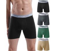 wirarpa Men's Underwear Trunks Cotton Stretch Boxer Shorts Regular Leg Open Fly Tagless Underpants for Men 4 Pack Multicoloured Size L