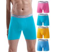 wirarpa Men's Underwear Trunks Cotton Stretch Multicoloured Boxer Shorts Regular Leg Open Fly Tagless Underpants for Men 4 Pack Size XL
