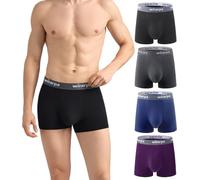 wirarpa Men's Underwear Trunks Micro Modal Boxer Shorts Soft Comfortable Underpants for Men 4 Pack Black Grey Purple Blue Size 3XL