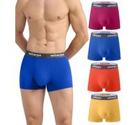 wirarpa Men's Underwear Trunks Micro Modal Boxer Shorts Soft Comfortable Underpants for Men 4 Pack Red Blue Orange Yellow Size 2XL