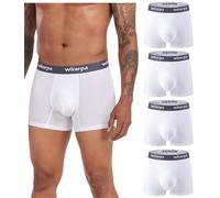 wirarpa Men's Underwear Trunks Micro Modal Boxer Shorts Soft Comfortable Underpants for Men 4 Pack White Size M