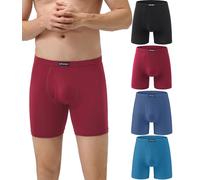 wirarpa Men's Underwear Trunks Modal Boxer Shorts Open Fly Tagless Underpants for Men Regular Leg 4 Pack Black Red Gray-Blue Teal Size L