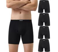 wirarpa Men's Underwear Trunks Modal Boxer Shorts Open Fly Tagless Underpants for Men Regular Leg 4 Pack Black Size XL