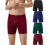 wirarpa Men's Underwear Trunks Modal Boxer Shorts Open Fly Tagless Underpants for Men Regular Leg 4 Pack Black Deep Blue Red Green Size XXL
