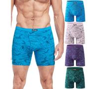 wirarpa Men's Underwear Trunks Modal Boxer Shorts Open Fly Tagless Underpants for Men Regular Leg 4 Pack Multicolor Size XXL