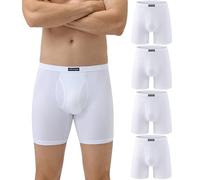 wirarpa Men's Underwear Trunks Modal Boxer Shorts Open Fly Tagless Underpants for Men Regular Leg 4 Pack White Size 3XL