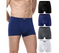 wirarpa Mens Underwear Trunks Soft Cotton Boxer Shorts Comfortable Boxer Briefs No Fly Underpants for Men 4 Pack Black Deep Gray Deep Blue White Size S