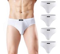 wirarpa Men's White Modal Briefs Underwear Super Soft Microfibre Underpants No Front Slips Covered Waistband 4 Pack Medium
