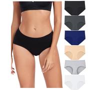 wirarpa Underwear Women Cotton Ladies Knickers Comfortable Pants for Women Full Coverage Briefs 6 Pack Black, Grey, Navy, Light Grey, White, Beige Size Large
