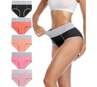 wirarpa Underwear Women High Waist Cotton Knickers Ladies Panties Full Coverage Briefs Underpants Plus Size Multicolour 5 Pack 5XL