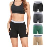 wirarpa Women's Boxer Briefs 5.5" Inseam Slip Shorts Anti Chafing Boyshort Panties for Under Dresses Leggings Multicoloured 4 Pack Size S