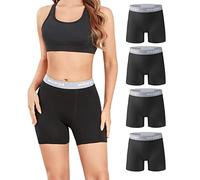 wirarpa Women's Boxer Briefs 5.5" Inseam Slip Shorts Anti Chafing Boyshort Panties for Under Dresses Leggings 4 Pack Black Size S