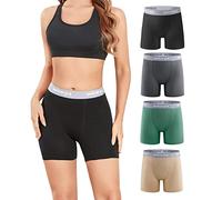 wirarpa Women's Boxer Briefs 5.5" Inseam Slip Shorts Anti Chafing Boyshort Panties for Under Dresses Leggings Multicoloured 4 Pack Size XL