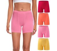 wirarpa Women's Boxer Briefs Modal Boyshort Panties Ultra Soft Ladies Boxers Underwear Under Dress Skirt 4 Pack Fuchsia Pink Orange Yellow Size XL